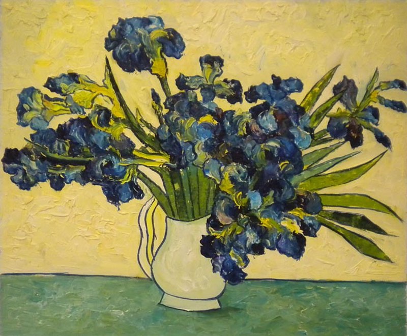 Quadro Vaso di iris di Van Gogh, falso d'autore 50x60cm Natura morta